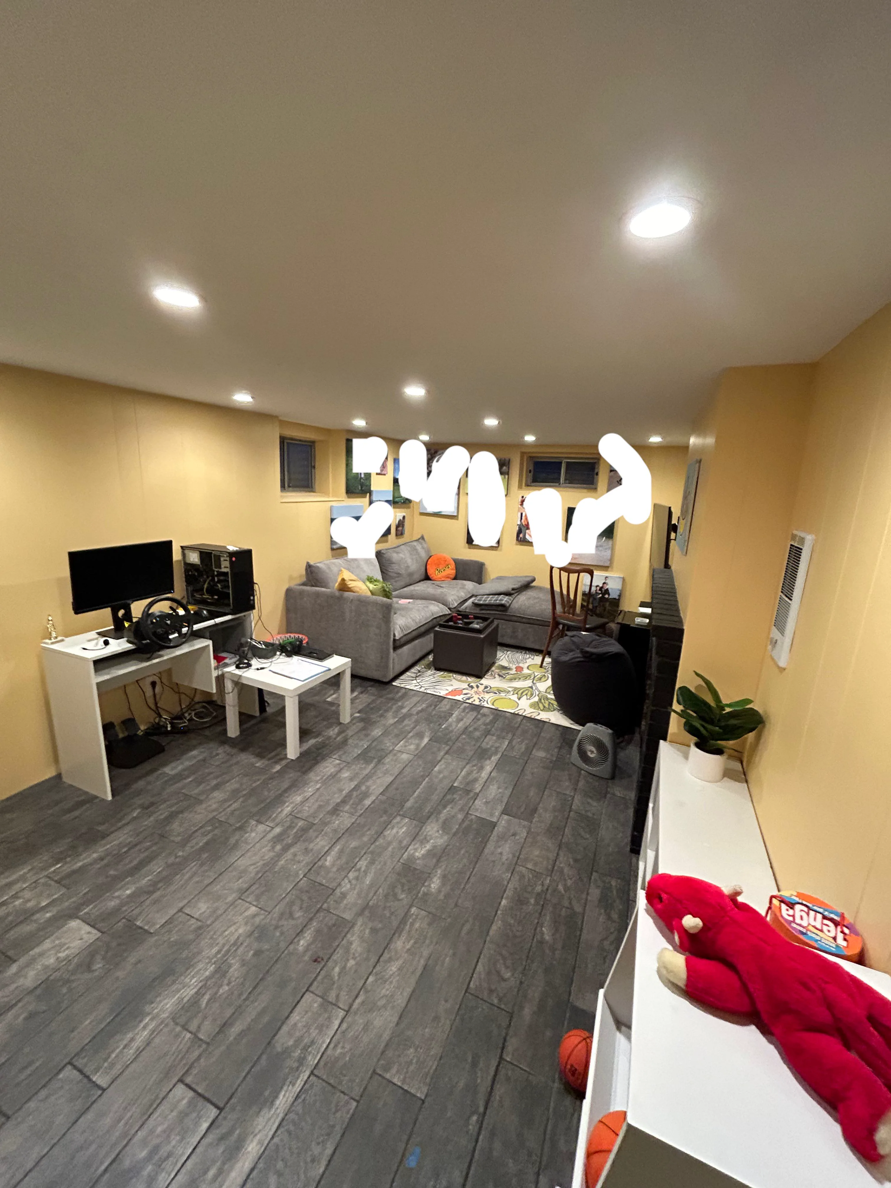 Original basement living room before the AI design preview